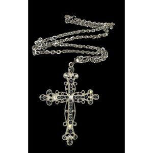 Gothic Medieval Gemmed Ornate Cross Necklace